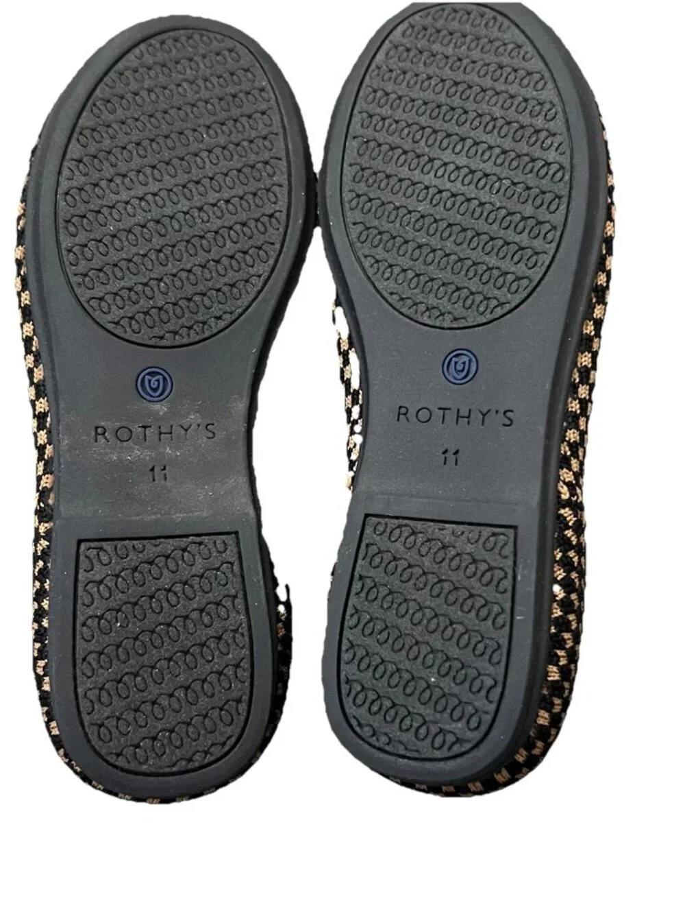 Rothy's Kids Mary Jane Shoes Wren Micro Check Size 11 Black Brown Flats